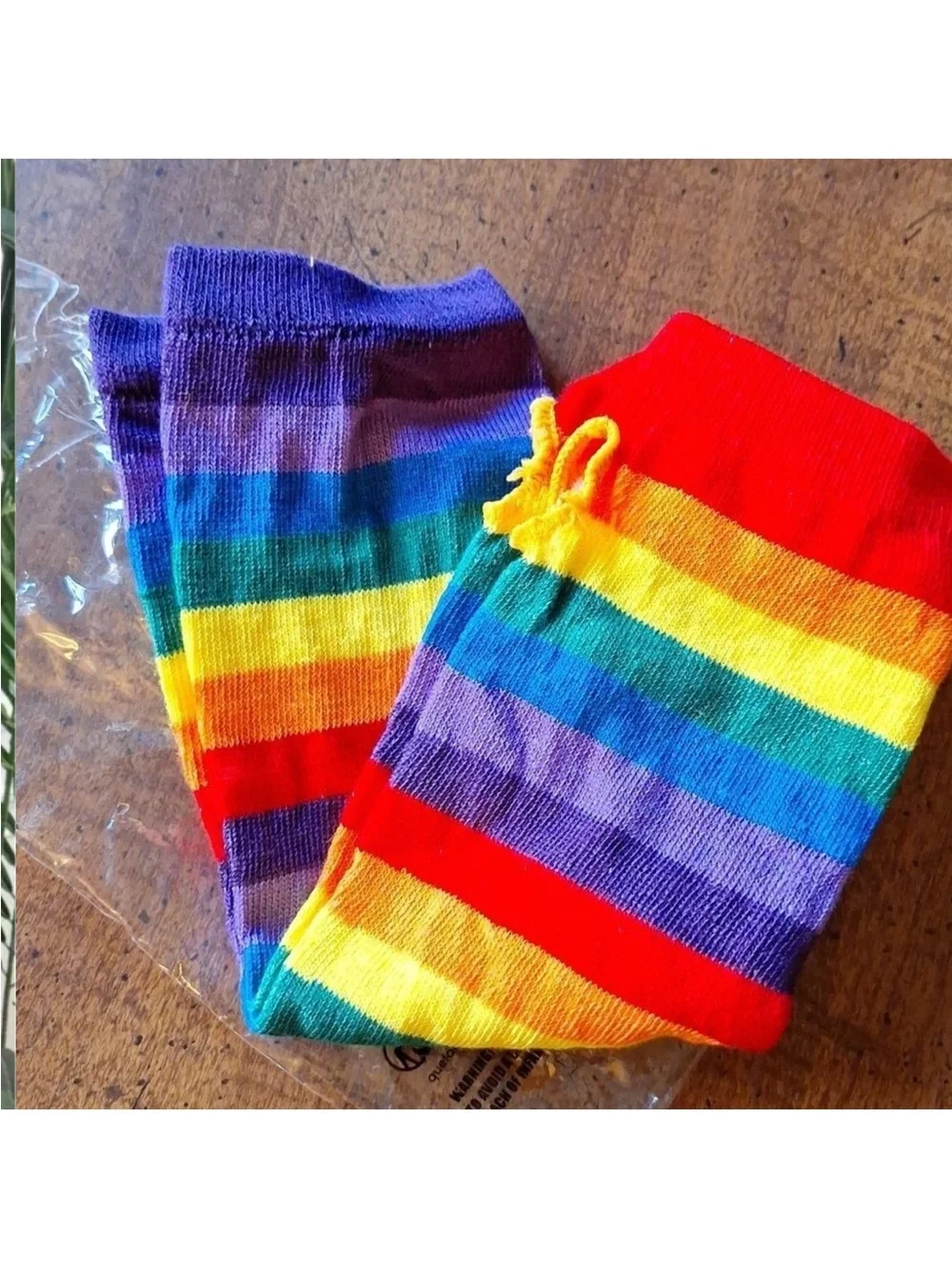 Rainbow fingerless gloves sleeves thumb hole multicolor accessory lgbtq